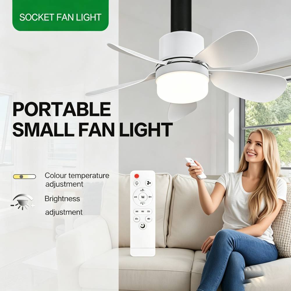 Home Decor Lamp - Socket Fan Light with Remote, Small