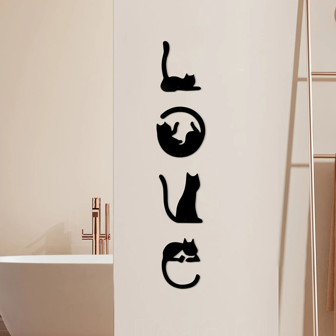 Home Decor Y2K - HelloYoung 4pcs/set Cute Cat Metal Wall