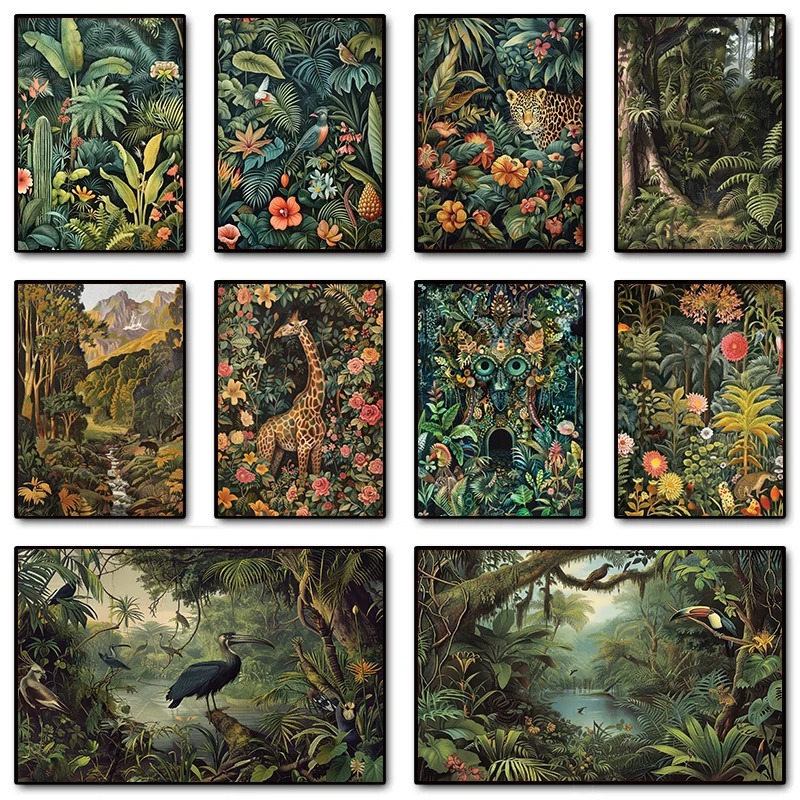 Home Decor Ikea - Tropical Jungle Wild Leopard Plants Animals