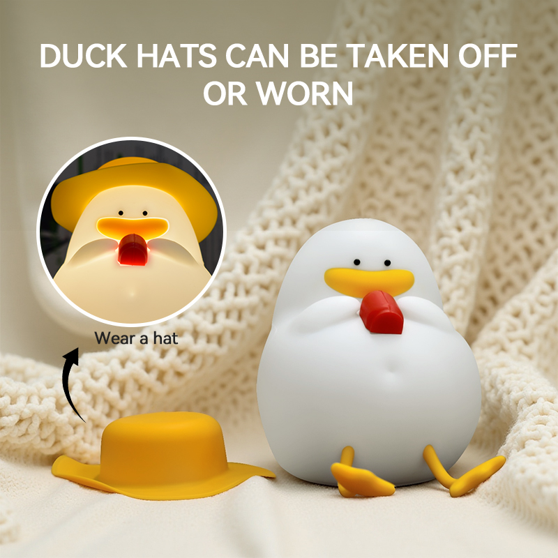Home Decor Lamp - Happy Duck Night Light,Touch-Control Bedside Lamp,Chargable