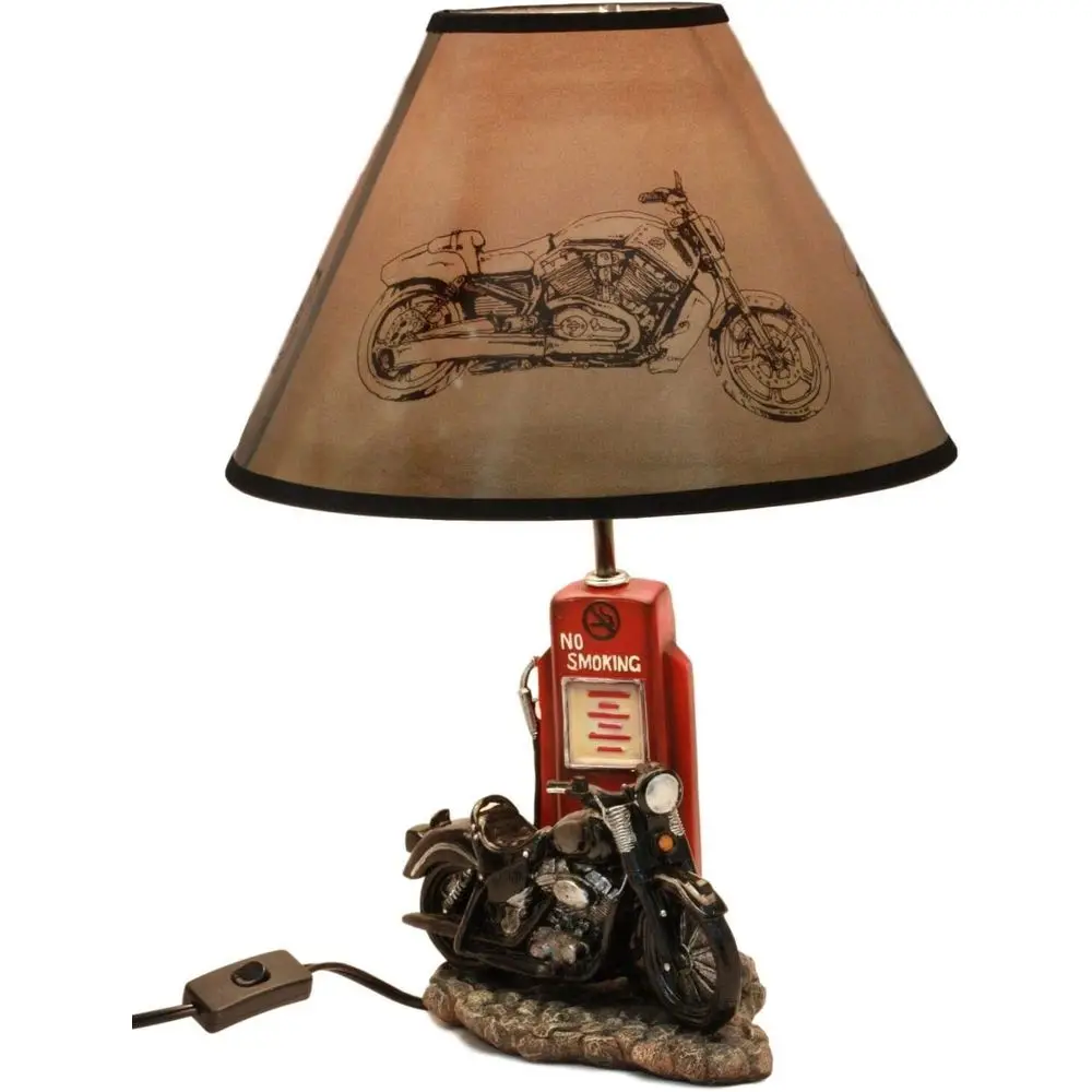 Home Decor Lamp - Vintage Retro Black Motorcycle Gas Pump