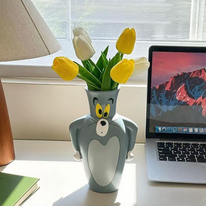 Home Decor Vase With Flowers - Cartoon Tom New and Jerry New