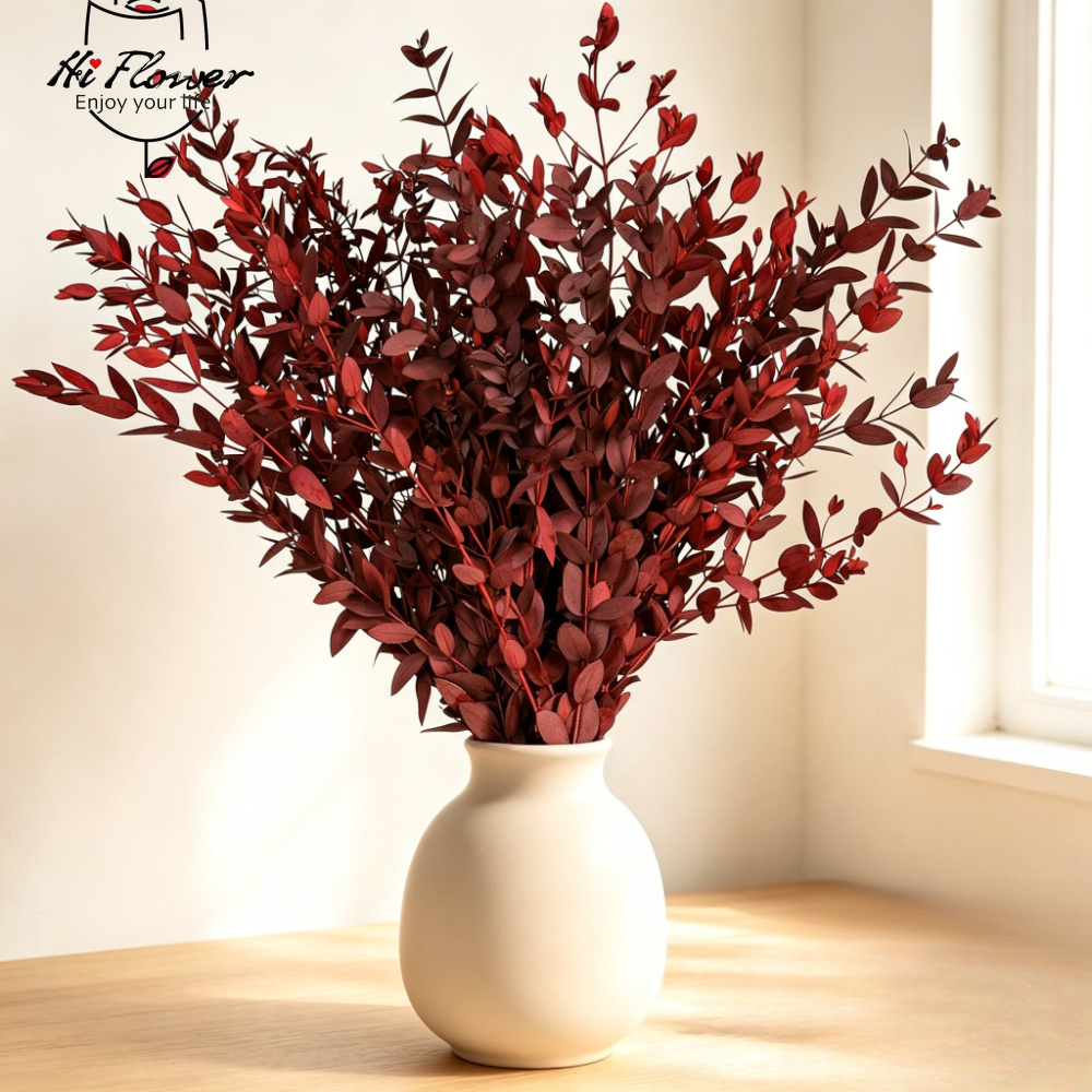 Home Decor Vase With Flowers - Natural Dried Flowers Eucalyptus Bouquet Boho