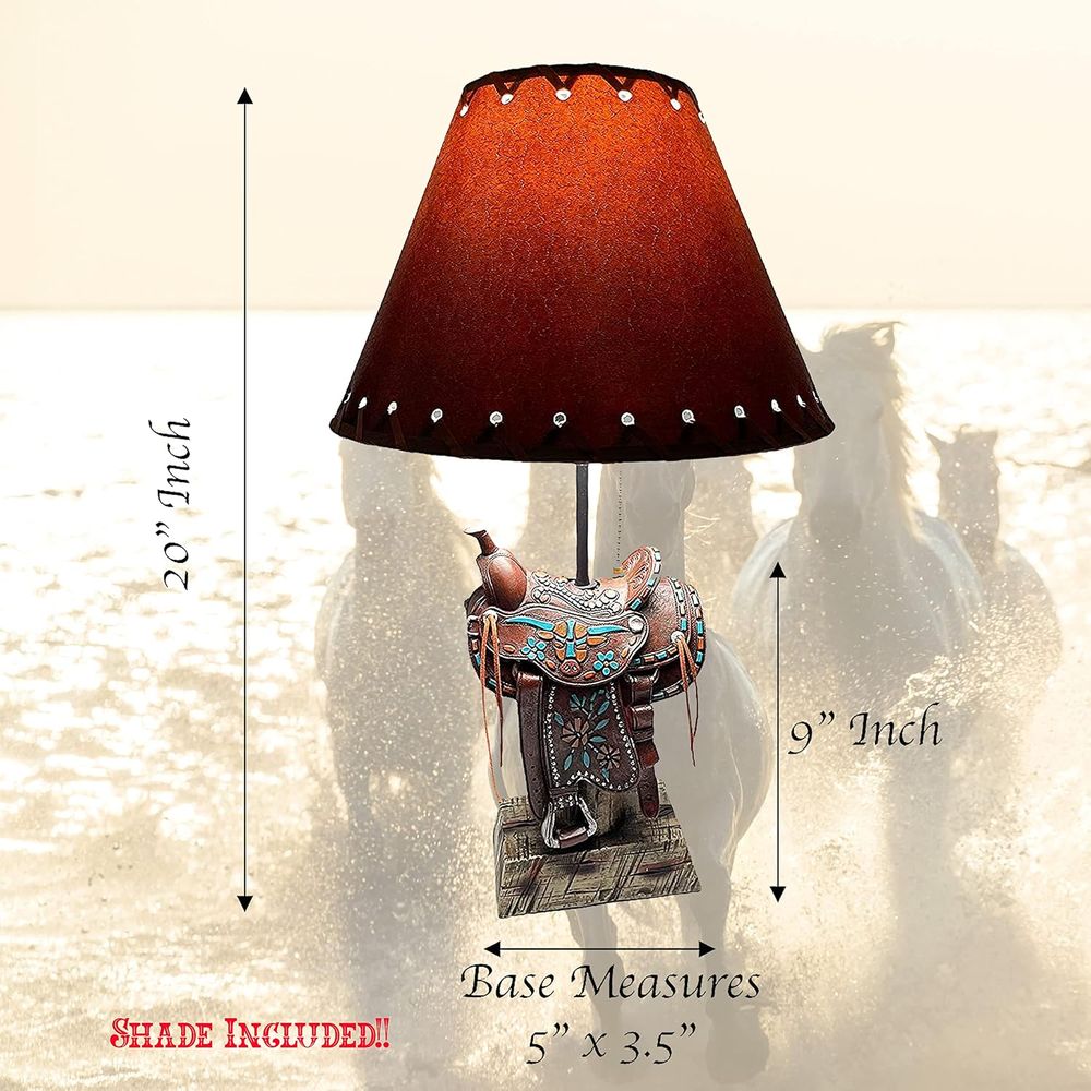 Western Brown and Teal Longhor - Home Decor Lamp 评论和价格