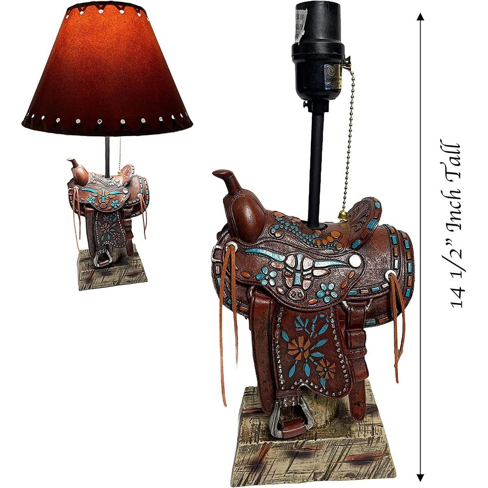 Western Brown and Teal Longhor - Home Decor Lamp 评论和价格