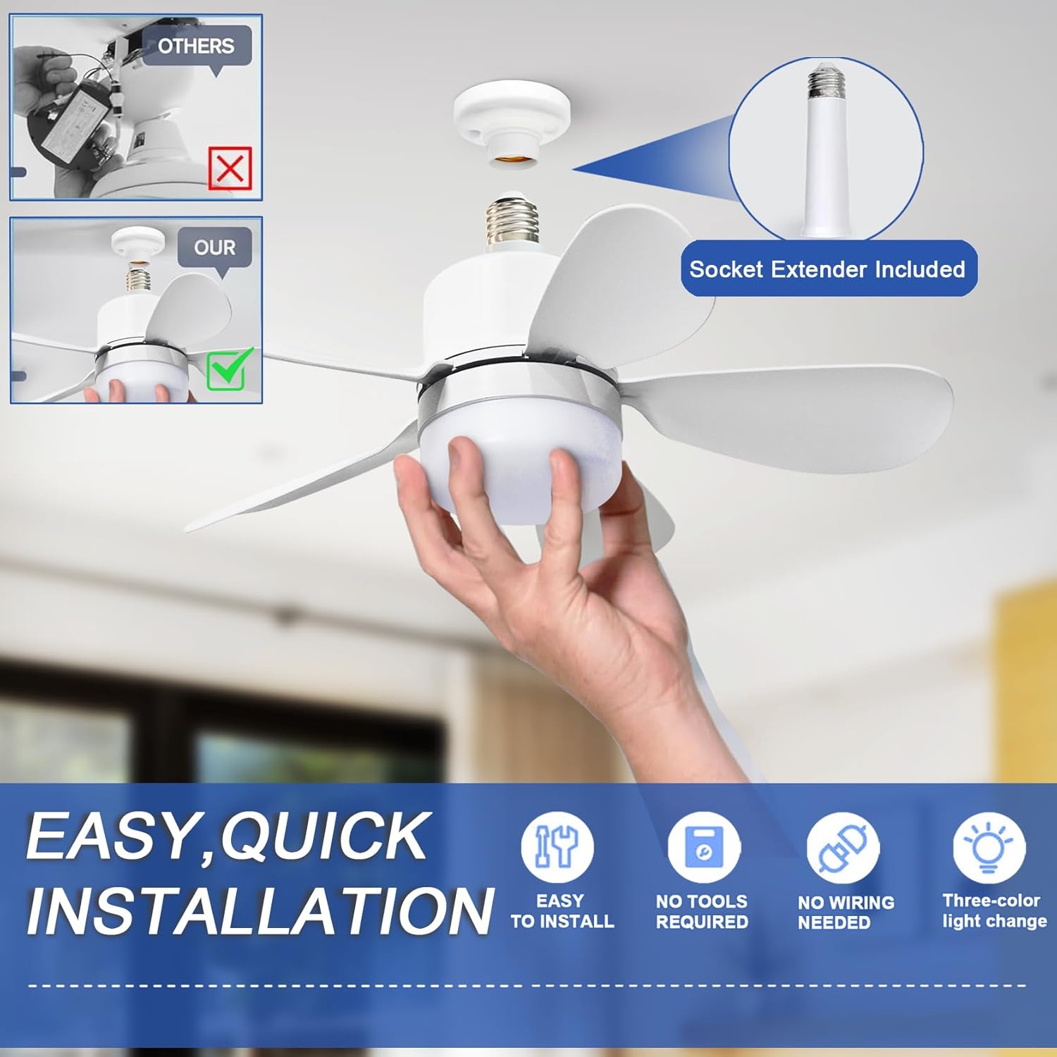 Socket Fan Light with Remote,  - Home Decor Lamp 评论和价格