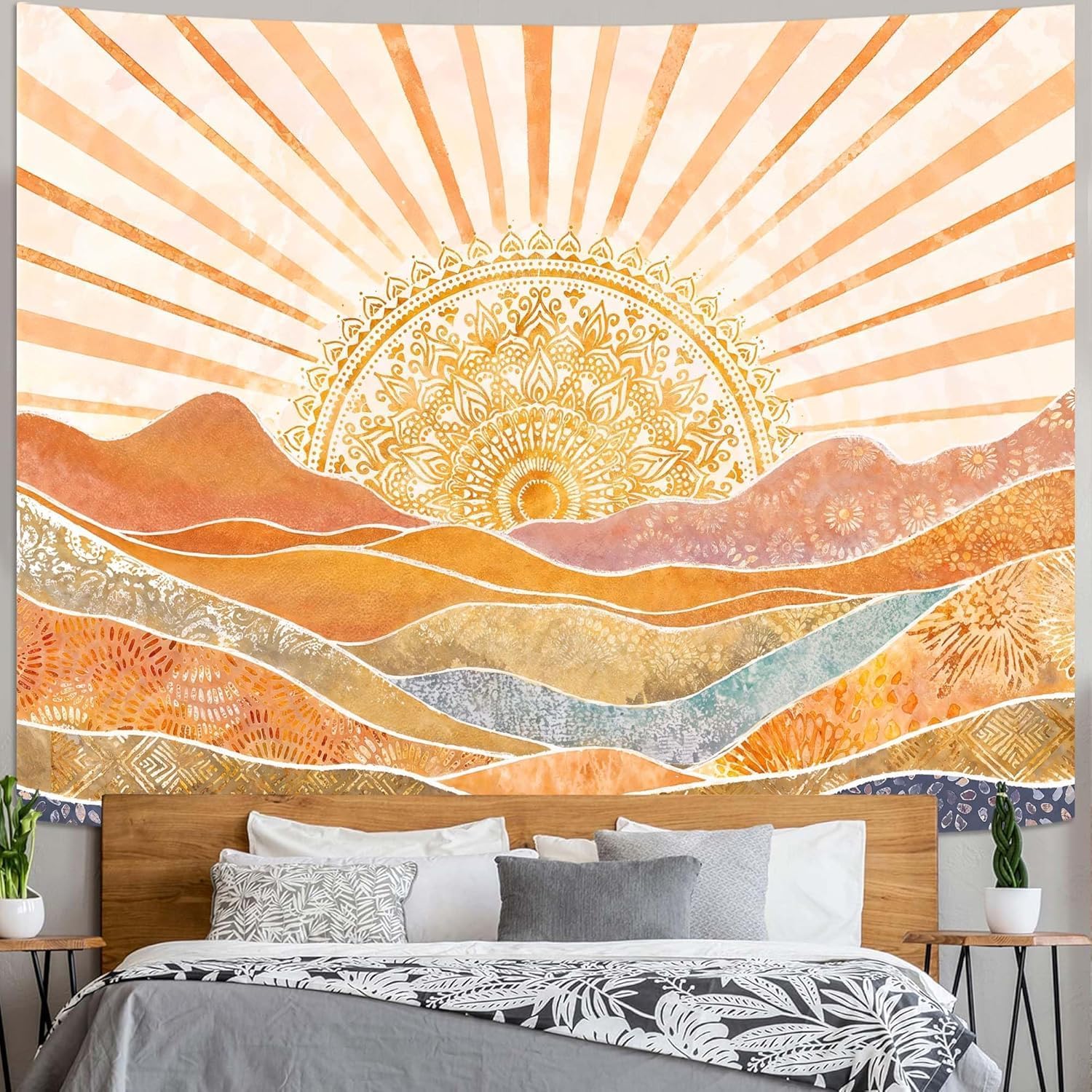 Aesthetic Boho Sun Mountain Ta - Aesthetic Tapestry 评论和价格
