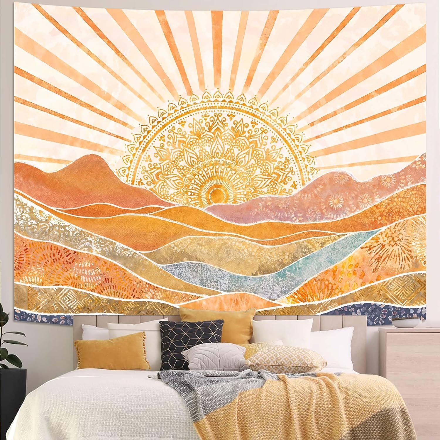 Aesthetic Boho Sun Mountain Ta - Aesthetic Tapestry 评论和价格