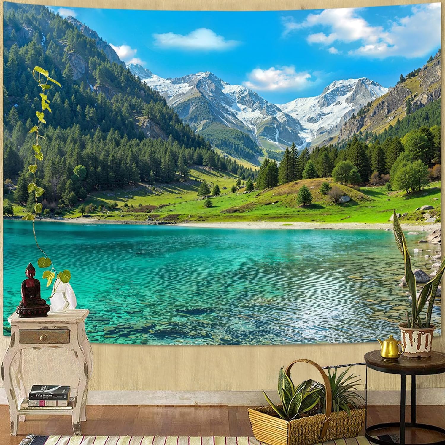 Nature Forest Mountain Tapestr - Aesthetic Tapestry 评论和价格