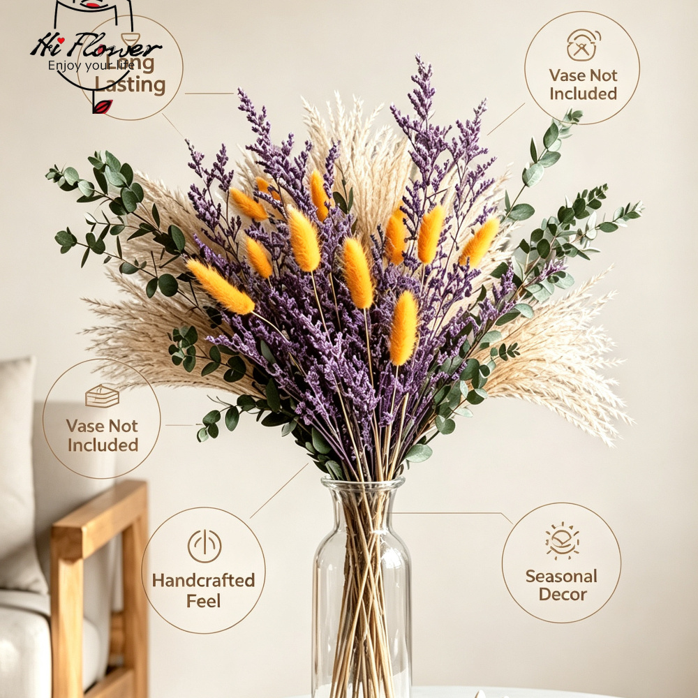 Natural Dried Flowers Pampas G - Home Decor Vase With Flowers 评论和价格