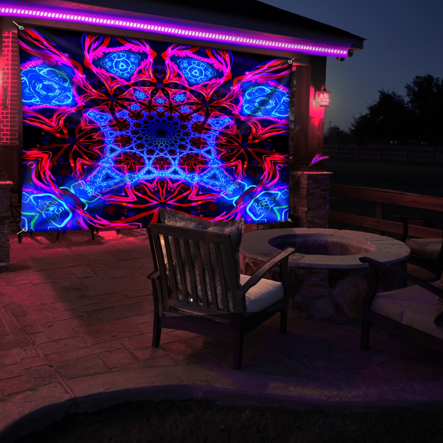 Psychedelic Geometric Pattern  - Aesthetic Tapestry 评论和价格