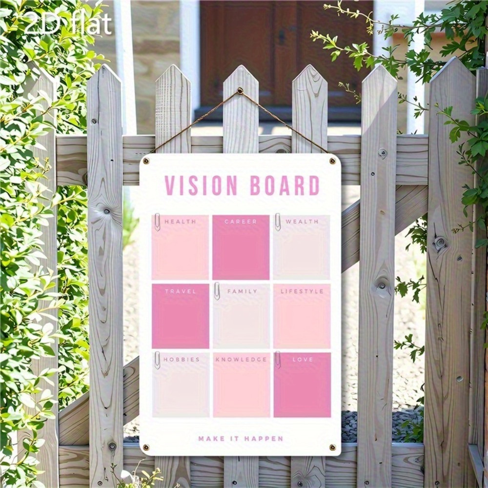 2D Flat Metal Wall Art, Pink W - Home Decor Vision Board 评论和价格