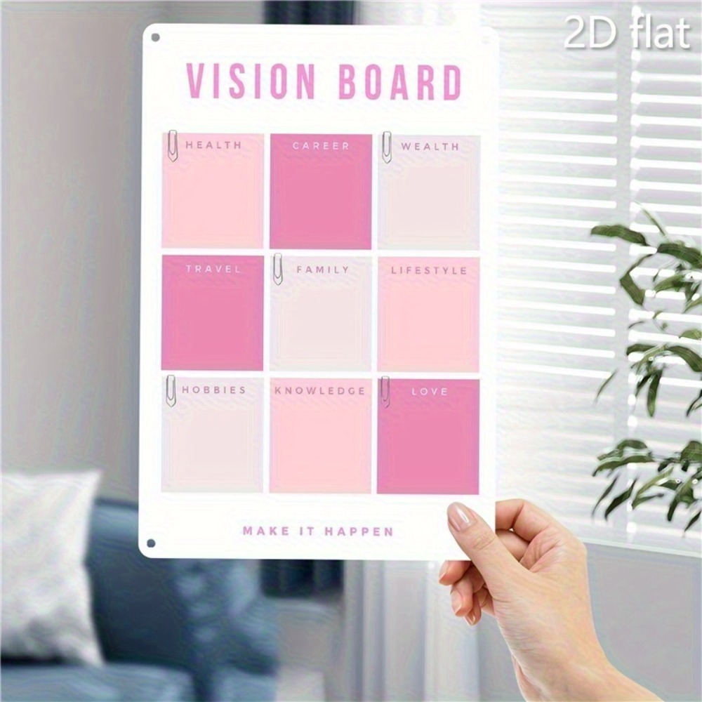 2D Flat Metal Wall Art, Pink W - Home Decor Vision Board 评论和价格