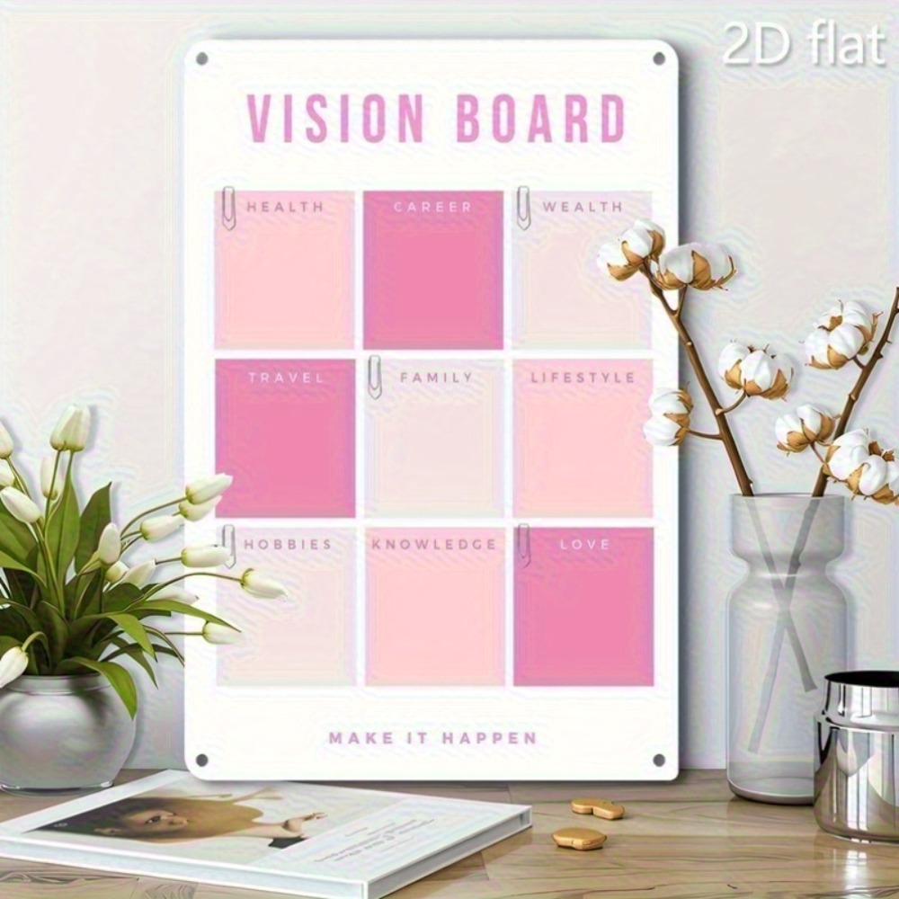 2D Flat Metal Wall Art, Pink W - Home Decor Vision Board 评论和价格