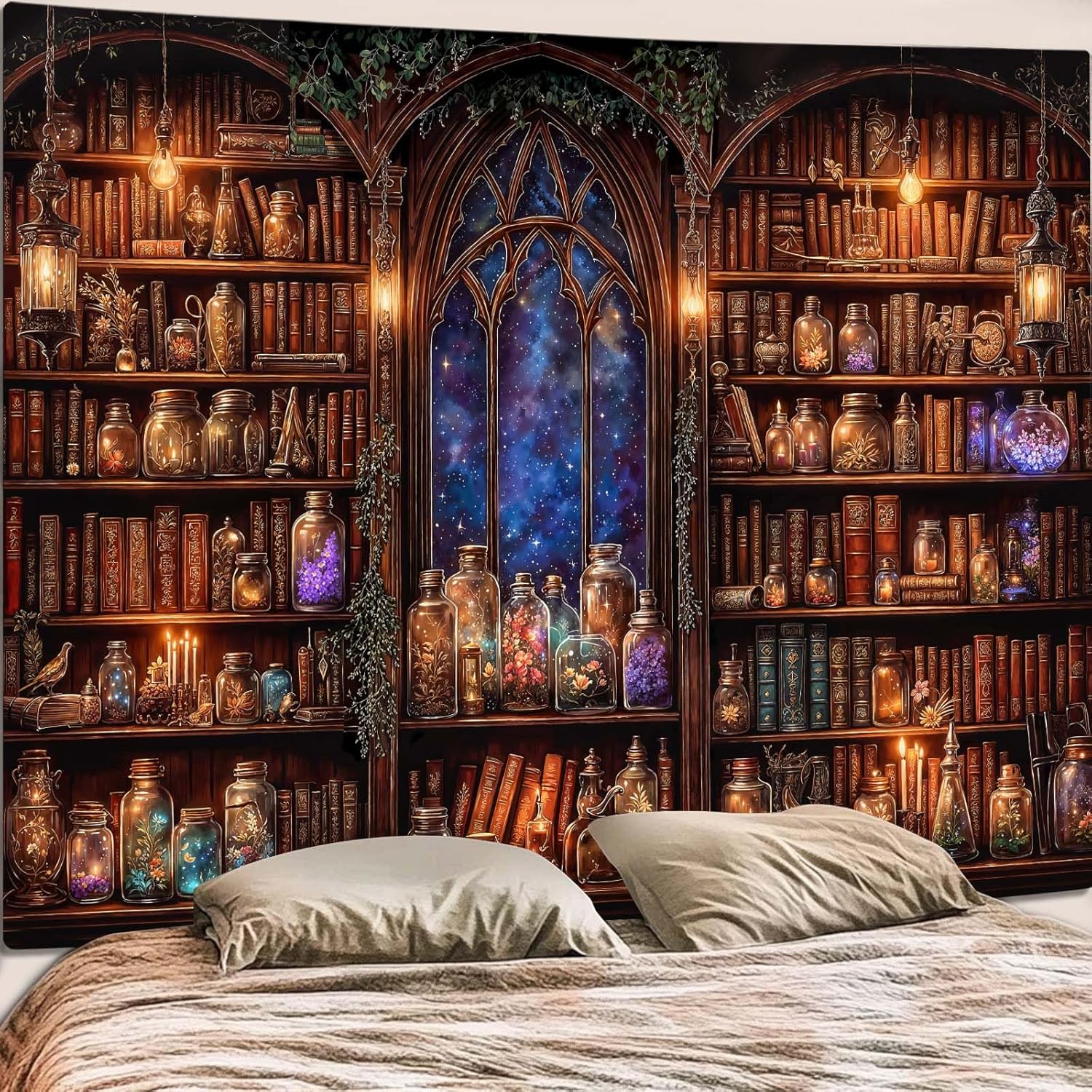 Fantasy Bookshelf Tapestry Med - Aesthetic Tapestry 评论和价格