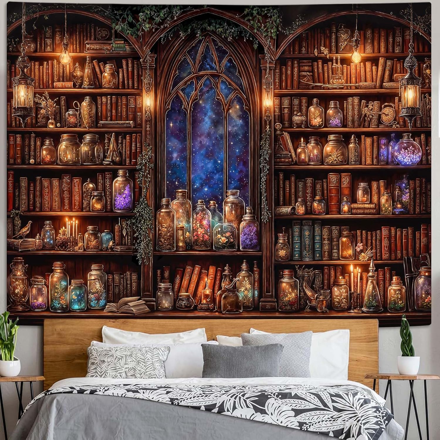 Fantasy Bookshelf Tapestry Med - Aesthetic Tapestry 评论和价格