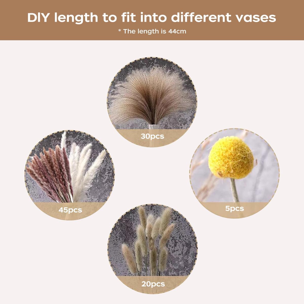 Dried Pampas Grass Bouquet Nat - Home Decor Vase With Flowers 评论和价格