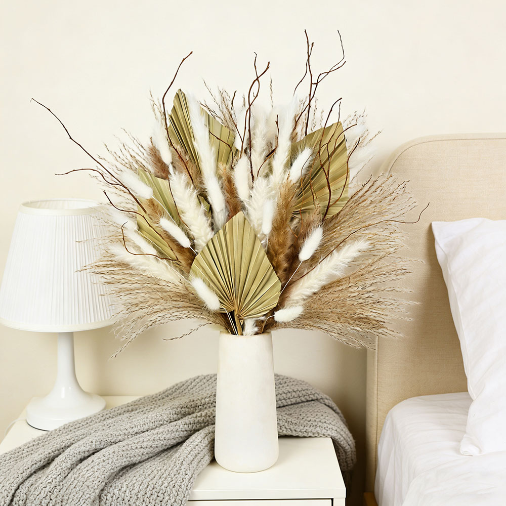 Natural Dried Palm Leaves Bouq - Home Decor Vase With Flowers 评论和价格