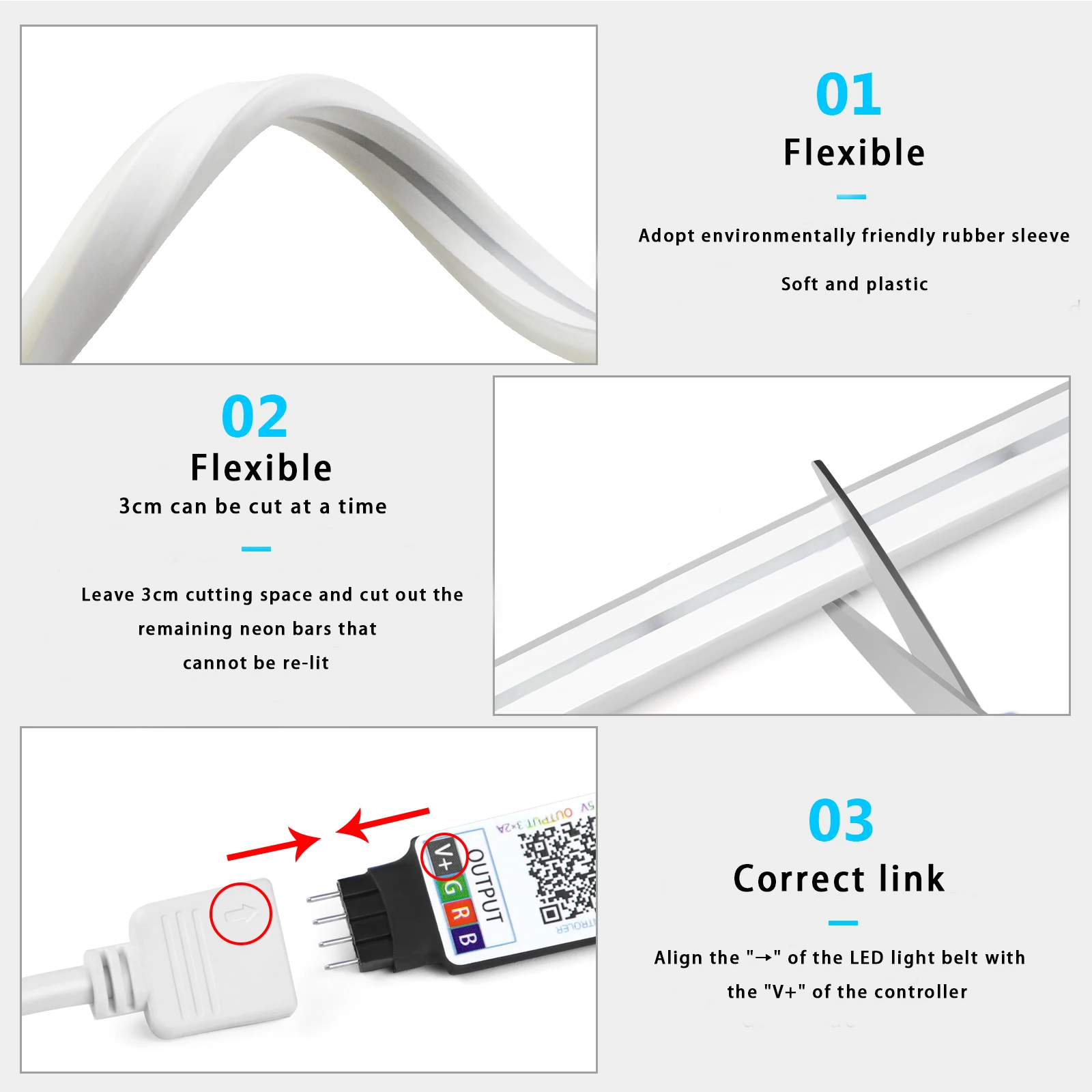 1-5m RGB LED Neon Strip Light  - Home Decor Lamp 评论和价格